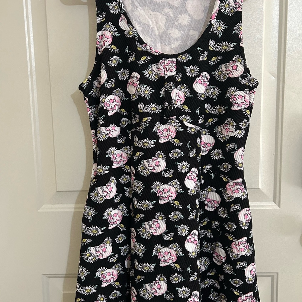 Floral Skull Print Sleeveless Dress